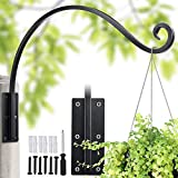 Lifyzoon Heavy Duty Plant Hanger Bracket (22"/Black) Outdoor Hand-Forged Hanging Plant Bracket Durable and Stable Bird Feeder Hanger