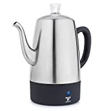 Moss & Stone Electric Coffee Percolator | Camping Coffee Pot Silver Body with Stainless Steel Lids Coffee Maker | Percolator Electric Pot - 10 Cups