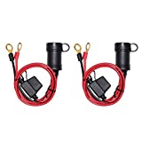 [2 PACK] 3FT 12V Female Socket Battery Eyelet Ring Terminal 12volt Extension Cord Outlet Adapter Plug Power Supply Car Electrical Dc Charger Accessory Connector Kit 10Fuse