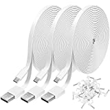 3 Pack 10FT Power Extension Cable for WyzeCam, WyzeCam Pan, KasaCam Indoor, NestCam Indoor, Blink,Cloud Cam, USB to Micro USB Durable Charging and Data Sync Cord for Security Camera(White)
