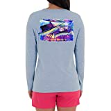 Guy Harvey Women's Two Sails Under Long Sleeve V-Neck T-Shirt, Coastal Blue Heather, Medium