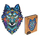 UNIDRAGON Wooden Jigsaw Puzzle, Best Gift for Adults and Kids, Unique Shape Jigsaw Pieces Majestic Wolf, 11.8 x 16.1 in (30 х 41 cm) 310 pcs, King Size