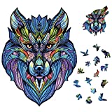 Yeasica Wooden Puzzles for Adults – Artifact Puzzle Irregular Shape Super Fun Inspired by Wolf King 8.15X 6.3 in (20.7x16 cm) 100pcs Small