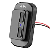 Leepiya Dual USB Car Charger Socket Power Outlet with Cap, Dual Port 12V-24V Quick Car Charger for Cars Bus RV Boat Automotive Marine ATV Truck Golf Cart (Panel Mount - No Need to Drill Large Holes)