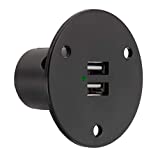 RecPro RV USB Charging Port | Dual Charger Socket | Black Recessed Mount | RV | Camper | Trailer