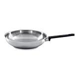 BergHOFF RON 18/10 Stainless Steel Frying Pan 11" 3.5 qt. Silver & Black Induction Cooktop Stay-cool Handle Durable 5-ply Material Cold Grip System Dishwasher safe