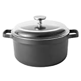 BergHOFF GEM Non-stick Cast Aluminum Stockpot 10" 5.2 qt. Black Sturdy 2-Handle Glass Lid Ferno-Green, PFOA Free Coating Induction Cooktop Ceramic Coated Oven & Dishwasher Safe