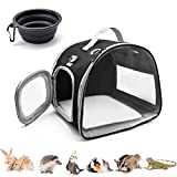 Small Animal Carrier Bag, Upgraded Portable Guinea Pig Carriers for 2, Transparent Hamster Carrying Case, Reptile Rat Rabbit Bearded Dragon Hedgehog Carrier Bag for Travel, Hiking, Walking, Outdoor
