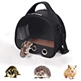 YUDODO Hedgehog Carrier Guinea Pig Carrier Bag Hamster Rat Pouch Gerbil Sugar Glider Portable Pet Travel Handbag Small Animal Carrier Flying Squirrel Carrier (Black)