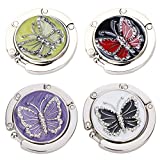 FOME Handbag Hanger, Set of 4 Foldable Purse Hook Purse Table Hook Holder Bag Hanger Hook Mixed Color,Butterfly Shape,1.77x3.54in