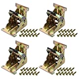 Kitmose 4 Pack Folding Table Legs Brackets, 90 Degree Foldable Legs Brackets with Screws Lock Extension Support Bracket Self Locking Hinges for Table Chair Bed Leg Feet Workbench, Gold