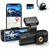 REDTIGER Dash Cam Front Rear, 4K/2.5K Full HD Dash Camera for Cars, Free 32GB SD Card, Built-in Wi-Fi GPS, 3.18 IPS Screen, Night Vision, 170Wide Angle, WDR, 24H Parking Mode