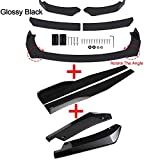 ABX Glossy Black Universal Front Bumper Lip Spoiler Diffuser Body Kits + 29"/74.5CM Side Skirt + 17"/45CM Rear Bumper Lip Fit for Most Vehicles 8PCS