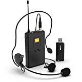 FIFINE Wireless Microphones for Computer, USB Wireless Microphone System for PC and Mac,Headset UHF Wireless System with USB Receiver,Transmitter,Headset and Clip Lavalier Lapel Mic-K031B