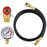 Hromee Air Tank Repair Kit w/Safety Valve, Pressure Gauge and 4 Feet Air Tank Hose Assembly kit for Portable Carry Tank