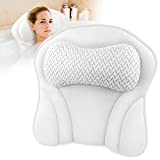 CAYCOIN Bath Pillow for Tub Comfort Bathtub Pillow, Ergonomic Bath Pillows for Tub Neck and Back Support with 6 Suction Cups, Ultra-Soft 4D Air Mesh Design SPA Tub Bath Pillow for Women & Men