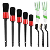 HMPLL 10pcs Auto Car Detailing Brush Set Car Interior Cleaning Kit Includes 5 Boar Hair Detail Brush,3 Wire Brush, 2 Air Vent Brush for Cleaning Car Interior Exterior, Dashboard Engines Leather Wheel