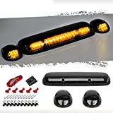 Partsam 3PCS 30LED Cab Marker Roof Running Lights Assembly Compatible with Silverado/Sierra 1500 1500HD 2500 2500HD 3500 2002-2007 Trucks Lights + Wiring Pack
