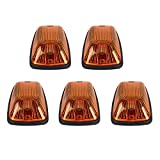 5pcs Amber Lens Cab Roof Marker Lights, KOMAS Roof Top Lamp Clearance Running Light Replacement for Truck SUV 1988-2002 Chevrolet Silverado GMC C/K (Amber Cover + Base)