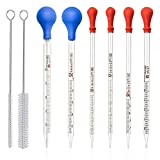 6 Pieces Glass Pipettes Graduated Dropper 0.5ml 1ml 2ml 3ml 5ml 10ml Long Glass Pipette Dropper with 6 Rubber Caps for Transfer Liquid Essential Oil