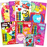 Bulk Assortment Valentines Day Coloring Books for Kids Ages 4-8 -- Bundle with 10 Kids Valentine Coloring and Activity Books with Stickers, Jumbo Crayons, Games (No Duplicates)