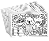 Tiny Expressions – Valentine's Day Placemats for Kids (Pack of 12 Valentine Placemats) | Coloring Activity Paper Mats for Kids Table | Disposable Bulk Bundle Set (12 Paper Placemats)