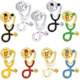 OIIKI 9PCS Stethoscope Brooch Pins, Doctor Nurse Stethoscope Enamel Lapel Pin, Medical Assistant Gifts, Cartoon Jewelry Gift for Girl, Medical Students Clothing Bags