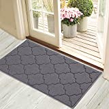 REFETONE Indoor Doormat, Front Back Door Rug Durable Rubber Backing Non Slip Door Mat Super Absorbent Resist Dirt Entrance Rug Inside Floor Mats Machine Washable Low-Profile - 20" x 32", Grey