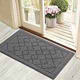 REFETONE Indoor Doormat, Premium Front Back Door Rug Rubber Backing Non Slip Door Mat Super Absorbent Resist Dirt Entrance Rug Inside Floor Mats Machine Washable Low-Profile - 24 x 36 Inches, Grey