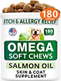 Bark&Spark Omega 3 for Dogs - 180 Fish Oil Chews - Allergy & Itch Relief - Anti-Shedding - Hot Spots Treatment - Joint Health - Skin and Coat Supplement - EPA & DHA Fatty Acids - Salmon Oil