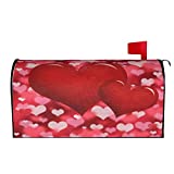 Happy Valentine's Day Love Red Pink Glitter Love Floral Red Hearts Magnetic Mailbox Covers, Mail Wraps Garden Yard Home Decor for Outdoor Standard Size 21" Lx 18" W