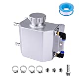 TomGoo Universal 1L Radiator Coolant Overflow Tank,Recovery Coolant Bottle,Polished Aluminum(Silver)