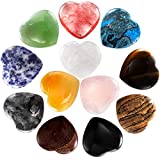 ZEAYEA 12 PCS Heart Shaped Stones, 1 inch Natural Heart Love Worry Stones, Chakra Healing Crystal Set for Balancing Reiki Healing Meditation Massage Energy Yoga and Decoration, 12 Colors