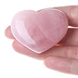 MAIBAOTA 1.8" Healing Crystals Rose Quartz Heart Gemstone Natural Reiki Quartz Love Crystal Decor Pocket Meditation Good Luck Palm Worry Stone