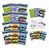 TINYMILLS Transportation Vehicles Trains and Construction Coloring Book for Kids Party Favor Set with 12 Coloring Books and 48 Crayons Birthday Party Supplies Cars Party Favor Bag Fillers