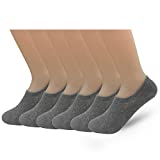 No Show Athletic Socks Sweat Wicking non Slip anti Smell Socks for Men and Women (5-10 US, Grey-6pairs)