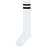 Amscan 395892.08 White Knee High Socks with Black Stripes, 19"