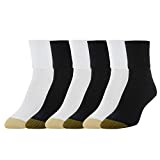 Gold Toe Women's Classic Turn Cuff Socks, Multipairs, Black/White (6-Pairs), Medium