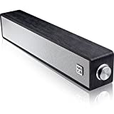 MICA Computer Speakers, Wired Computer Sound Bar, Wooden Mini Soundbar, USB Powered PC Speakers 3.5mm AUX & PC Input (Upgrade), Black (M30i)