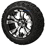 14" VAMPIRE Machined/Black Aluminum Wheels and 23x10-14" DOT All Terrain Golf Cart Tires Combo - Set of 4