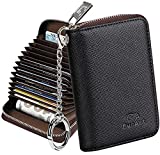 FurArt Credit Card Wallet, Zipper Card Cases Holder for Men Women, RFID Blocking, Key Chain, Compact Size