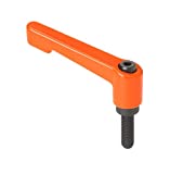 Morton - MH-413-OR Die Cast Zinc Handle Adjustable Clamping Lever with Stud, Metric Size, Orange, 50mm Stud Length, M8 x 1.25 Thread Size, 45mm Height