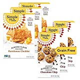 Simple Mills Almond Flour Crackers, Farmhouse Cheddar, Gluten Free, Flax Seed, Sunflower Seeds, 3 Count & Almond Flour Chocolate Chip Cookies, Gluten Free and Delicious Crunchy Cookies