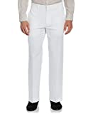 Cubavera Men's Easy Care Linen Blend Flat Front Pant, Bright White, 32x30
