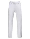 MOGU Mens Front Flat Casual Dress Pants Slim Fit Size 36 White