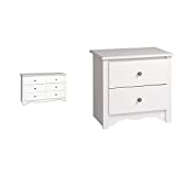 White Monterey Children’s 6 Drawer Dresser & Prepac Monterey 2 Drawer Nightstand, Regular, White