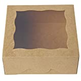 [25pcs]ONE MORE 6"Brown Bakery Boxes with pvc Window for Pie and Cookies Boxes Small Natural Craft Paper Box,6x6x2.5inch(Brown,25)