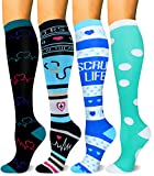 HLTPRO Compression Socks for Women & Men Circulation (4 Pairs) - Best Support for Running, Travel, Nurses, Medical