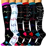 HLTPRO Compression Socks for Women & Men - 6 Pairs 20-30 mmHg Compression Stockings for Medical, Nurse, Running