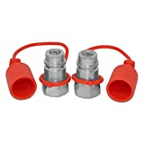 2 Pack - 1/2" Ag ISO 5675 Hydraulic Quick Connect Male Coupler, Ball Valve, 1/2" NPT
